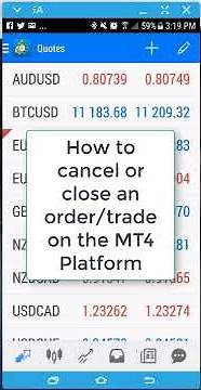 How to cancel or close an order or trade on the MT4 Platform
