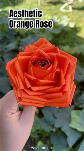 How to make orange rose | making rose form paper | flower making | orange rose diy #shorts #diy