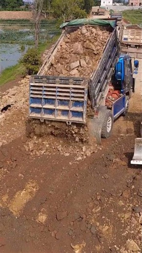 Building Road #Unloading Stone Land #shorts 4044