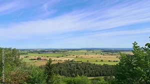 Patchwork landscape view in the countryside from a hill