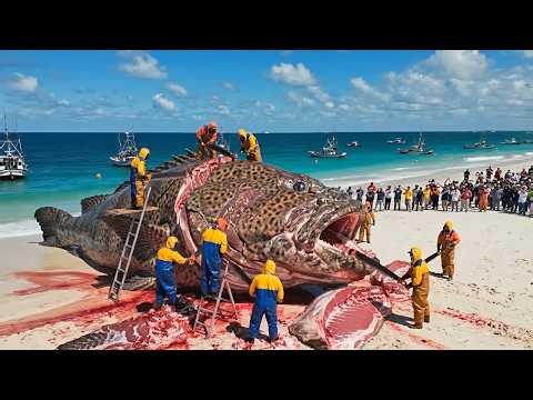 How Fishermen Catch 750 Giant Grouper – A Deep-Ocean Longline Fishing Documentary