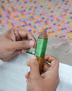 In the Chanakya ateliers, Karishma Swali relates how traditional shisha embroidery was reimagined for the Fall 2023 collection by Maria Grazia Chiuri on.dior.com/fall-2023, as the tiny mirrored elements combined into a wholly contemporary all-over embellishment that illustrates the invention inherent in this savoir-faire. © Video: Melinda Triana Photo: Sahiba Chawdhary | Dior