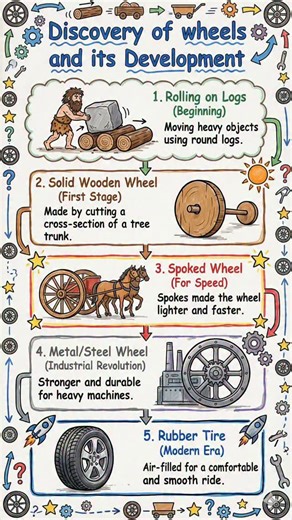 Yuvraj More on Instagram: "Discovery of wheels and its Development #infographiclearning #kidslearning #schoollearning"