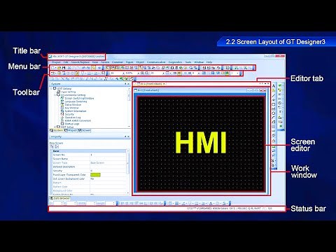 Mitsubishi HMI Programming 5 - Screen Layout of GT Designer3 - Screen Design Software