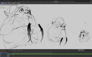 【blender】Blender Grease Pencil 演示如何画脑袋，然后后期转PS修改！