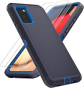 ONOLA Compatible with Samsung A02S Case,Galaxy A02S Case with HD Screen Protector (2 Pack),with Durable Shockproof Dustproof 3-Layer Cover for(NavyBlue)