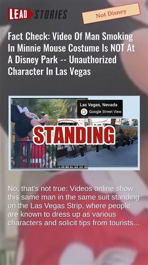 Fact Check: Video Of Man Smoking In Minnie Mouse Costume NOT At Disney Park -- Unauthorized In Vegas