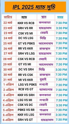 IPL 2025 Match Schedule | IPL Match Schedule 2025 | #ipl #ipl2025 #iplnews #iplauction