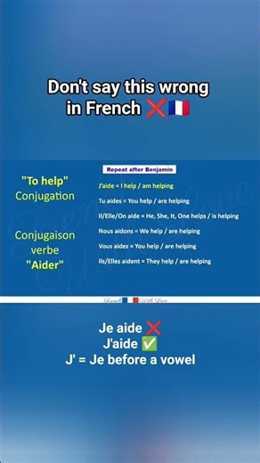 DON'T Say This Wrong in French ❌️🇫🇷 | "Je aide" or "J'aide"? 🤔