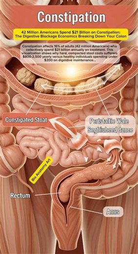 42 Million AmericansSpend$21 Billion on Constipation:D Digestive Blockage Econ BreakingDown ur Colon