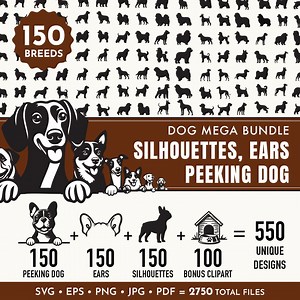 Dog SVG Mega Bundle, Dog Silhouette Svg, Digital Download, Dog Silhouette Svg Bundle,dog Silhouette Png,dog Breed Silhouettes, Dog Breed SVG - Etsy