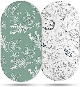 Bassinet Sheets for Baby Boy and Girl, Bassinet Sheet Neutral, Fit for Rectangle, Round, Oval, Hourglass Mattress, Flexible for Different Bassinet Pad/Mattress 2 Pack