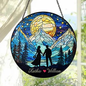 Personalized Hiking Couple Stained Glass Suncatcher, Adventure Couples Gift,camping Wedding Gift,outdoor Lover Newlywed Gift,engagement Gift - Etsy
