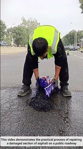 Filling and Compacting a Road Pothole with Cold Patch Asphalt