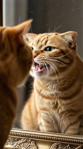 This cat argues with the mirror 😅😂 #cat #kitten #animalrescue #rarevideos #popular #viral