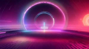 Download Abstract futuristic background with glowing light shapes and beats. for free