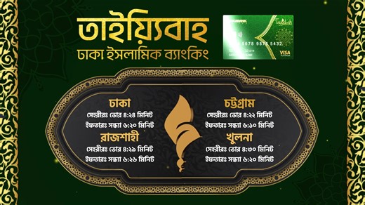 আসুন জেনে নেই রমজানের ২৬তম দিনের সেহরী ও ইফতার সময়সূচি | Dhaka Bank