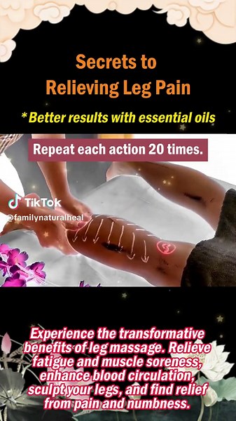 Secrets to Relieving Leg Pain Unlock the secrets to alleviating leg pain with the transformative benefits of targeted leg massage. Relieve fatigue, improve circulation, sculpt your legs, and find comfort from discomfort. Embrace holistic wellness today! #Massage #LegPainRelief #MuscleSoreness #CirculationBoost #LegSculpting #PainRelief #HolisticWellness #SelfCare #Health #Relaxation #Fitness #MuscleHealth #MuscleFatigue #LegCirculation #Comfort #MuscleTherapy #WellnessJourney #HolisticHealing #N