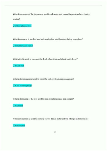 Dental Assisting Tools Questions and Answers Latest Version 100 Pass570