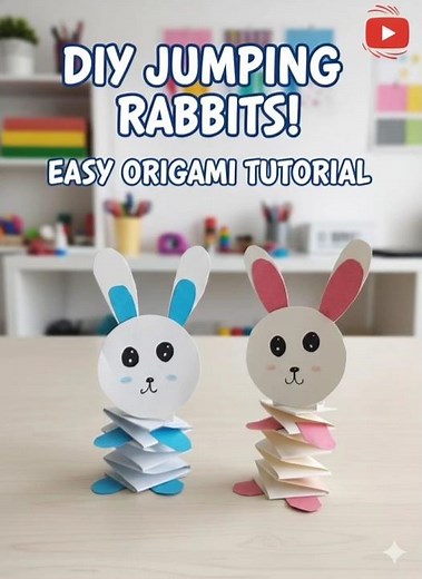 diy jumping rabbits! #easy orgami tutorial #creativity #homemadecreations #artscraft #art #diy
