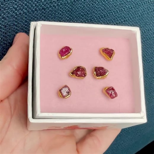 Raw Ruby Stud Earrings • 24k Gold Filled, Handmade Jewelry - Etsy