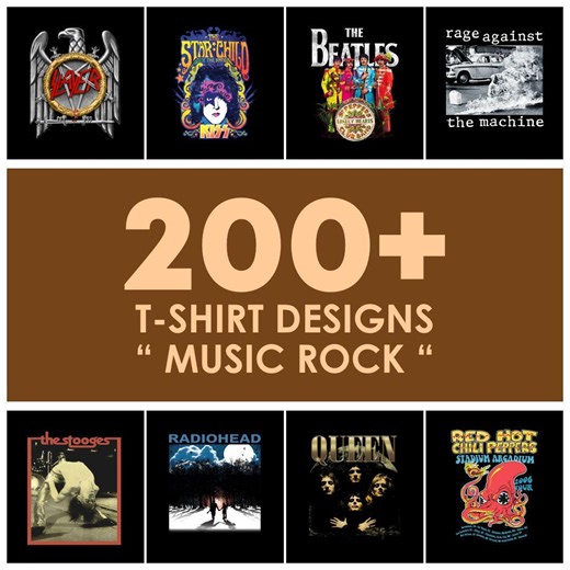 200  Music T-shirt Designs Bundle: Rock (digital Download) - Etsy Canada