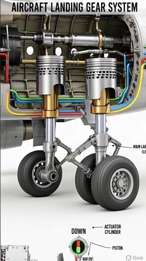 How Aircraft Landing Gear Works ✈️ Hydraulic Landing Gear System Explained #Shorts