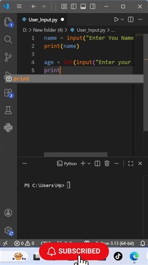 User Input In Python🫣 | #learningpython #facts #userinput #motivation #python #coding #piechart