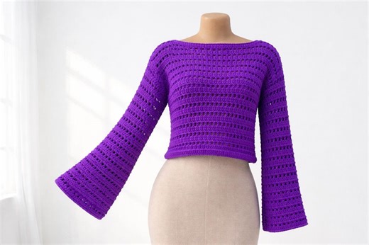 Crochet Open Stitch Long Sleeve Top - Etsy