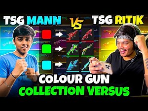 Colour🟡Gun Collection Vs Tsg Ritik Vs Tsg Mann💪 Richest💰Gun Skin Battle Who Wins? - Garena Free Fire