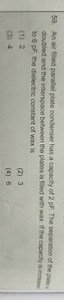 An air filled parallel plate condenser has a capacitance of 2 p... | Filo