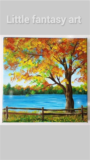 Easy Fall tree Painting for beginners 🍁 #shorts #acrylicpainting