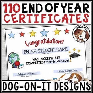 End of Year Participation Certificates Editable
