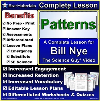 Complete Lesson for Bill Nye Patterns - Worksheets, Quizzes, Lesson Plans
