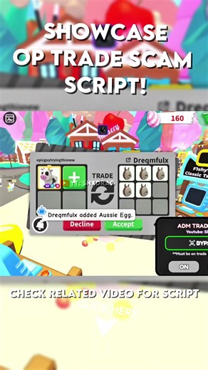 Adopt me script Trade Scam, Trade Freeze Latest Update #scriptadoptme #adoptme #roblox #freepet