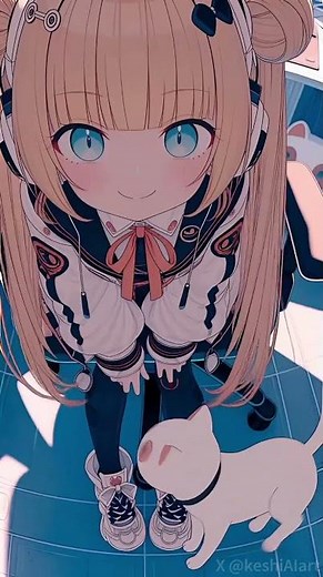 OMG! ✨ Her cute cat ears and huge smile make this anime girl too adorable! | 可愛い猫耳と笑顔がたまらないアニメキ