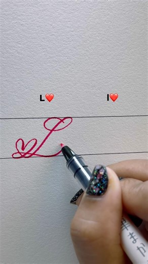 L & l Heart Font(tutorial) #calligraphy #lettering #reels #viral