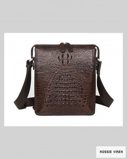 Crocodile Skin Leather Mens Messenger Bags