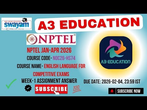 NPTEL English Language for Competitive Exams Week 1 Assignment Answers | noc26-hs74