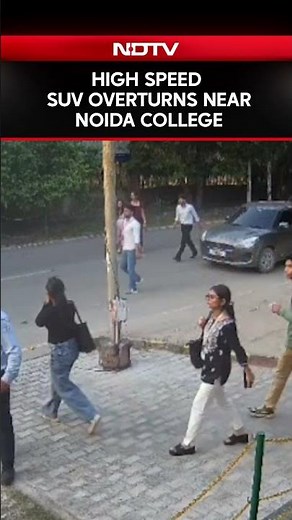 High Speed SUV Overturns Near Noida College, Students Rescue Passengers