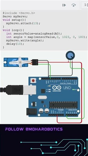 Control a Servo with a Potentiometer | Arduino Tinkercad Tutorial | Moha Robotics #arduino #coding