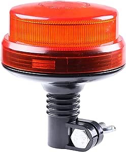 LED Amber Beacon Light 4.25Inch, Rotating Flashing Emergency Warning Lights Pole Flexible Mount Strobe Lamp, 12V/24V Caution Hazard Lights for Truck Construction Vehicle Forklift Tractor Boat