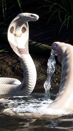 Python Tries to Escape But White Cobra Blocks the Way#PythonEscape #CobraFight #SnakeScene #WildLife