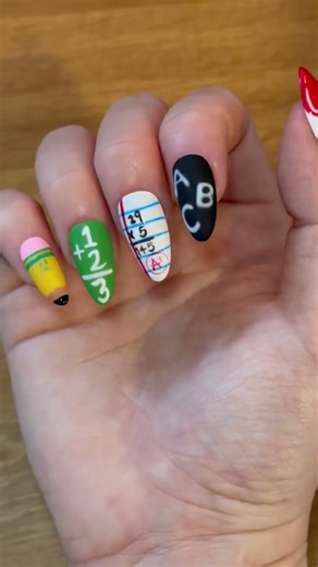 Super easy back to school nails! #schoolnails #diy #chalkboard #math #pencil #teacher #nailart