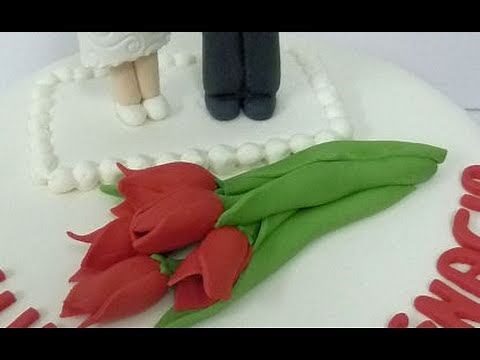 How to make fondant flowers. Red fondant tulip