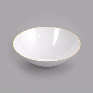 Moderna 16 Ounce Plastic Bowls, 20 Durable Disposable Salad Bowls - Gold-rimmed, Heavy-duty, White Plastic Fancy Bowls, For Warm And Cold Foods, Ideal For Restaurants - Restaurantware