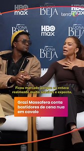 Grazi Massafera interpreta Dona Beija, protagonista da novela homônima da HBO Max. A produção é uma adaptação da novela exibida pela Rede Manchete em 1986, e a cena da personagem principal nua em um cavalo branco foi mantida pelo autor da nova versão. Em entrevista ao Terra, Grazi Massafera dá detalhes de como foram os bastidores e agradece pelo apoio que recebeu de David Junior. | Terra