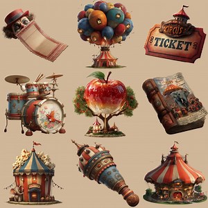 Vintage Circus Clipart Set: Carnival Animals, Clowns (27 Pngs) - Commercial Use - Etsy