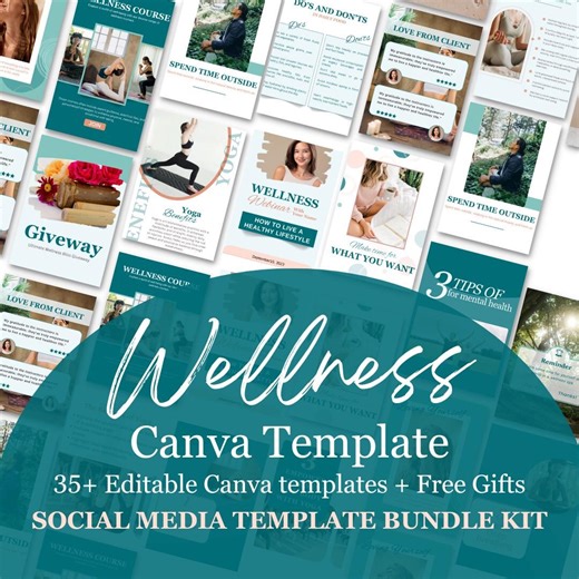 35  Wellness Canva Templates | Customized Instagram Templates | Self Care & Health Content Bundle - Etsy