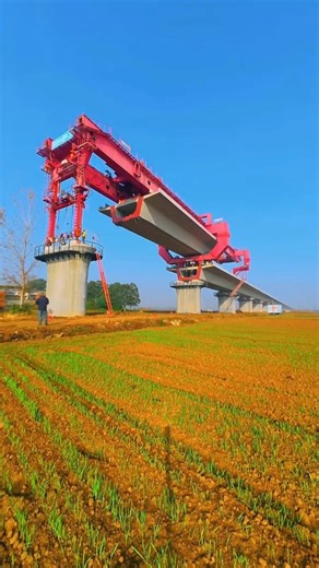 How Massive Bridge Beams Are Installed | The Amazing Process of Bridge Construction | #shorts